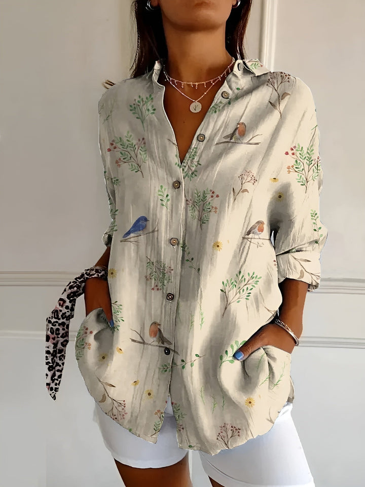 Amara™ Floral Breeze Button-Up Shirt – Versatile Elegance for Every Season (50% OFF!)