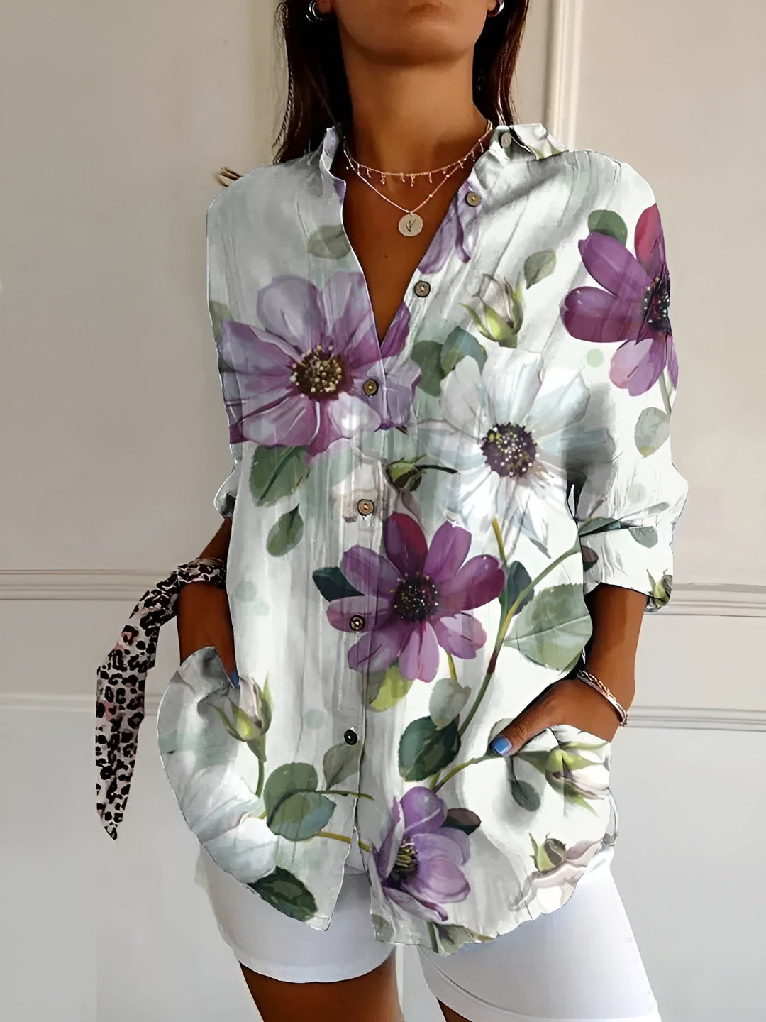 Amara™ Floral Breeze Button-Up Shirt – Versatile Elegance for Every Season (50% OFF!)