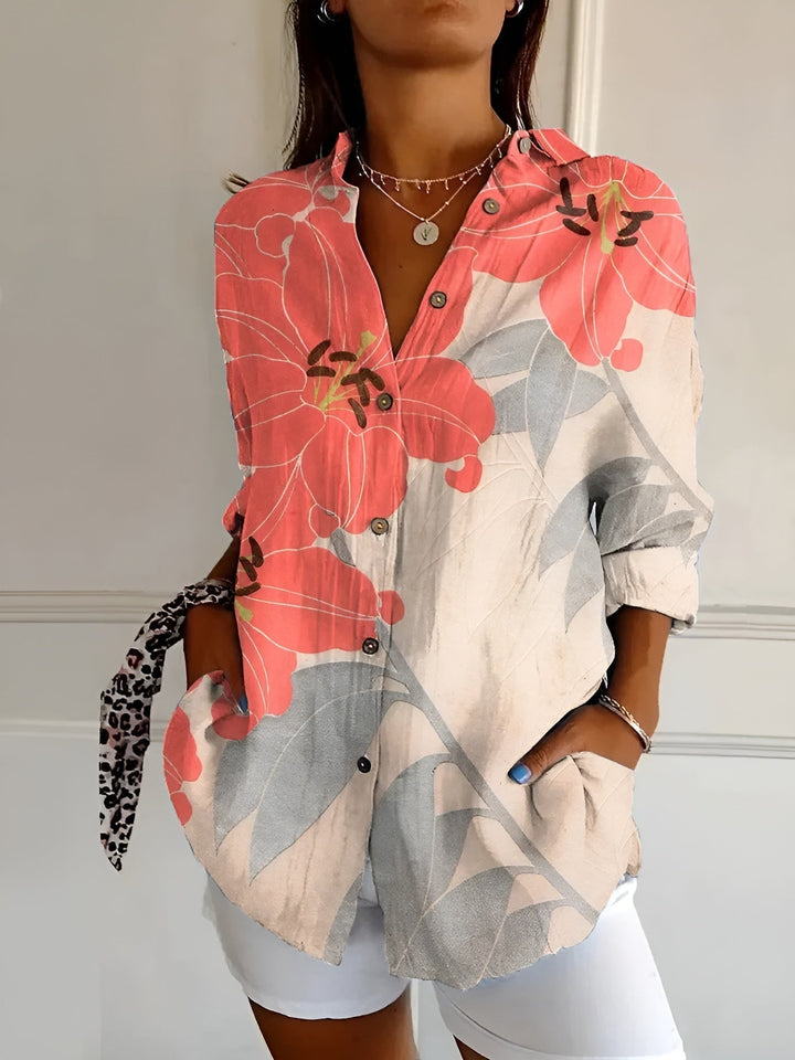 Amara™ Floral Breeze Button-Up Shirt – Versatile Elegance for Every Season (50% OFF!)