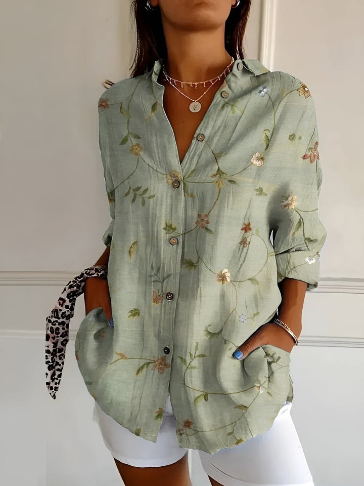 Amara™ Floral Breeze Button-Up Shirt – Versatile Elegance for Every Season (50% OFF!)