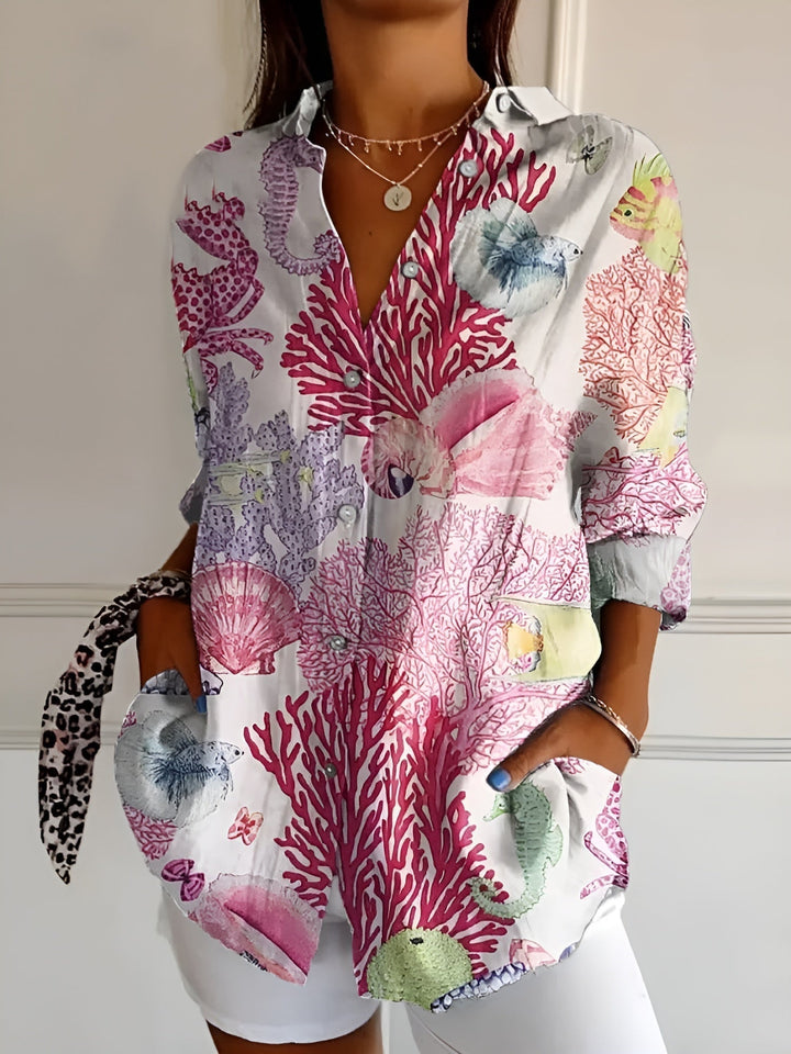 Amara™ Floral Breeze Button-Up Shirt – Versatile Elegance for Every Season (50% OFF!)